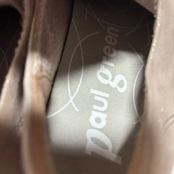 Paul Green $498 Genuine‎ Leather Taupe Shimmer Platform Lace Up Sneakers US 8.5 - Picture 12 of 16